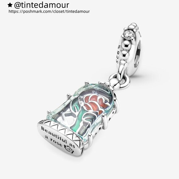 Pandora Disney Beauty and the Beast Enchanted Rose Dangle Charm - Picture 4 of 6